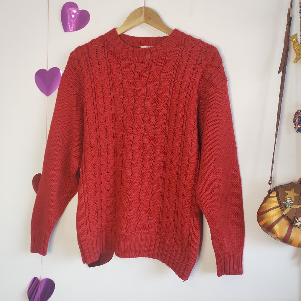 Vintage 90s Cable Knit Crew / Jumper